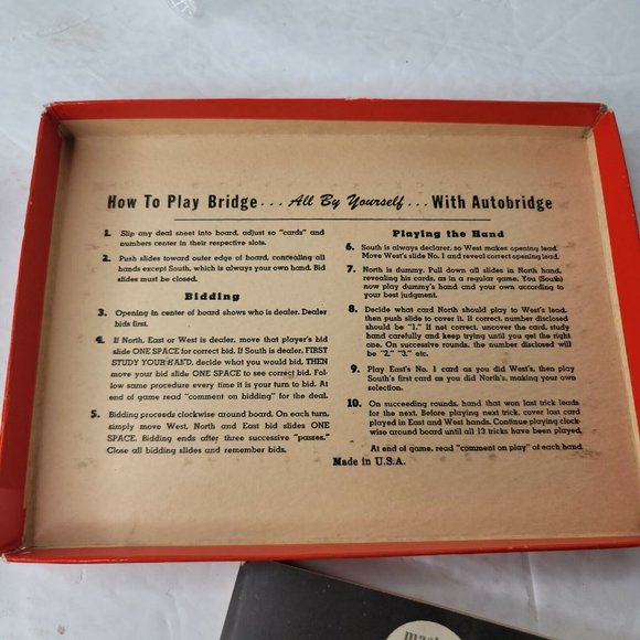 Vintage 1959  Autobridge Play Yourself Bridge Board Game Art Deco Instructions - Picture 6 of 6